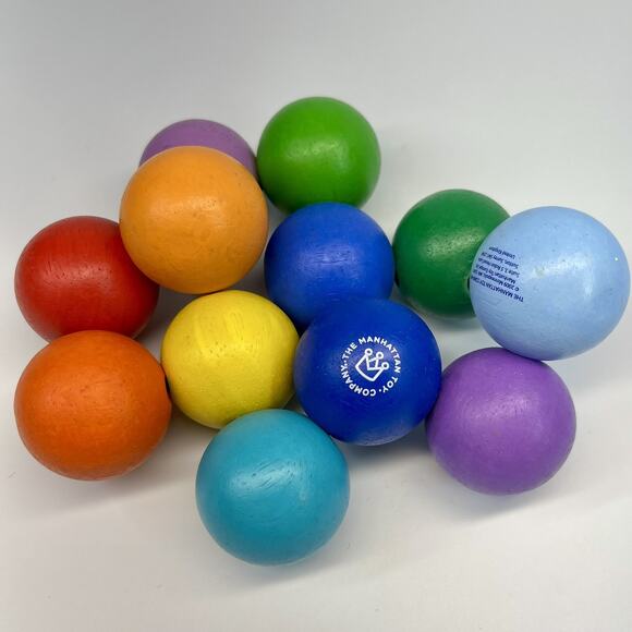 Manhattan Toy Wood Bead Elastic Fidget Rainbow 12 Balls Development Activity Toy - Picture 1 of 3
